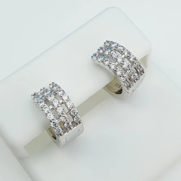 "925 Sterling Silver Cubic Zirconia Earrings, UU1P6A6162 - Picture 1 of 10